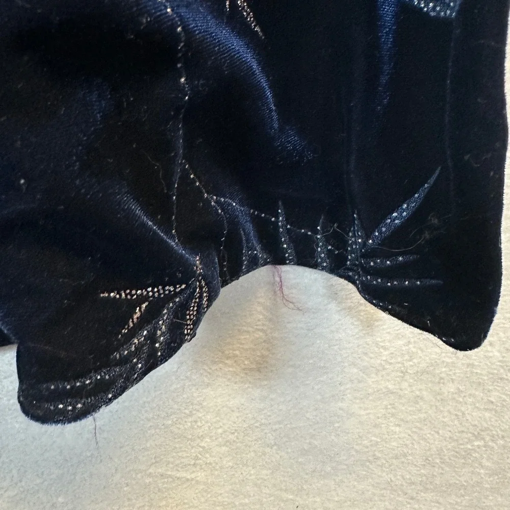 Blue Velvet Silver Glitter Whimsigoth Botanical Shawl Wrap Purple Satin Lining